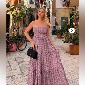 NWOT Annie Gingham Maxi Dress - Red/combo